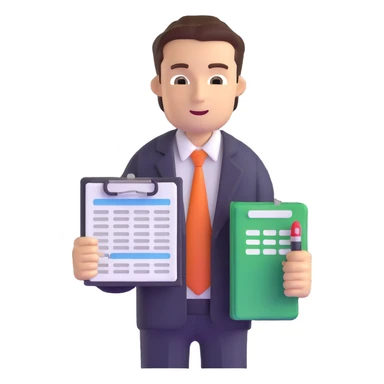 male accountant with spreadsheet and accounting tools sticker