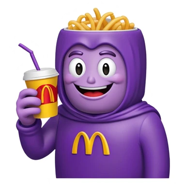 grimace holding a mcdonalds cup sticker