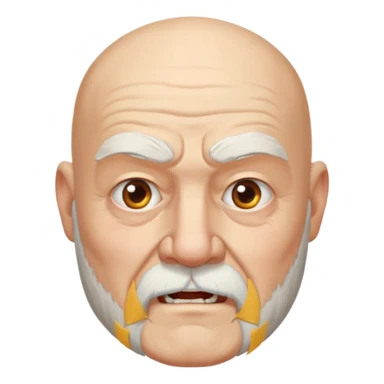 a portrait of aggressive elderly man, bald head, beard sticker