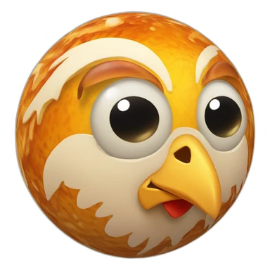 3d sphere Jupiter with a cartoon chicken skin texture with big beautiful eyes sticker