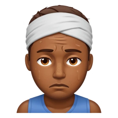 tired sad man with sweat on his forehead sticker