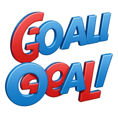 Word “Goal” sign comic style blue (#00A3E0) and red (#F9423A)  sticker