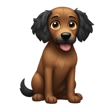 Brown dog  with black long fluffy ears  sticker