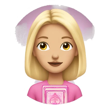 Blonde girl with pink tarot cards sticker