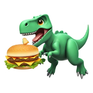 dinosaur eating a hamburger while flying with a jet pack sticker