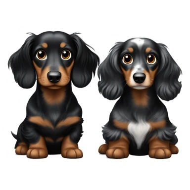 Two Tri Black Merle long haired Dachshunds together sticker