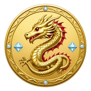 diamond coin with a dragon at the center  sticker