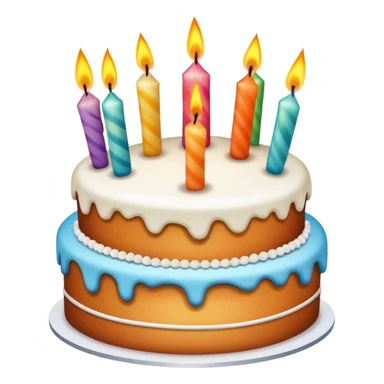 Birthday cake with candles and celebration sticker