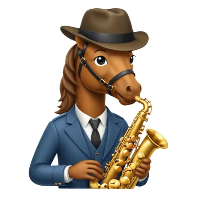 Horse playing saxophone jazz sticker