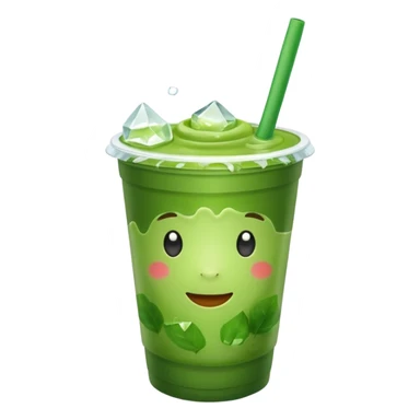 MATCHA PLASTIC CUP WITH CUBES OF ICE sticker