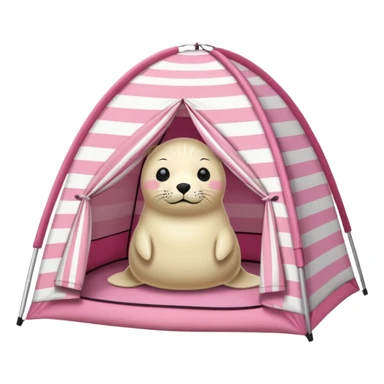 Seal in a light pink tent  sticker