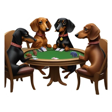  dachshunds gambling with cigars sticker