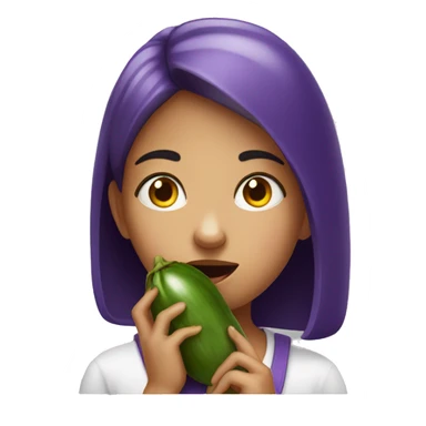 curious girl portrait gesture eating eggplant  sticker