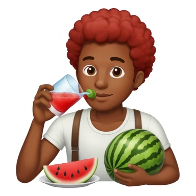 Black guy drinking cool aid and eating watermelon and fried chicken sticker