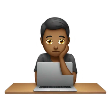 sad student on laptop sticker