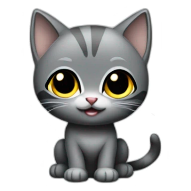 full body grey and black playful baby skinny cat sticker