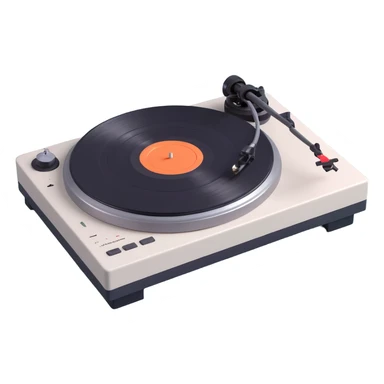 3D Technics turntable, Disney Pixar movie prop style, soft edges, expressive design, lively color palette sticker