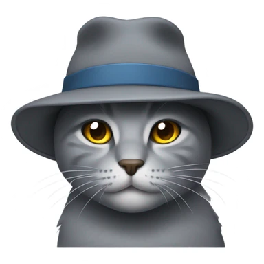 Grey cat wearing a hat sticker