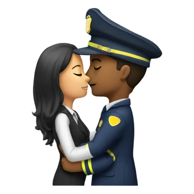 Female attorney kissing male fireman  sticker