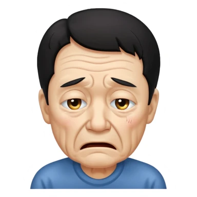 old man crying with black hair sticker