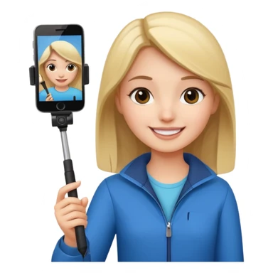 girl with phone selfie stick sticker