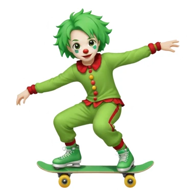skater clown skating green sticker