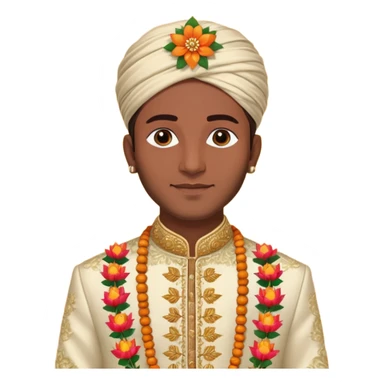 indian groom holding garland sticker