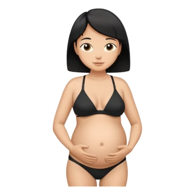 pregnant man with short black hair in a bikini holding his belly  sticker