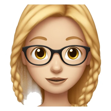 White skin strawberry-blonde haired girl with glasses holding long-haired calico cat sticker