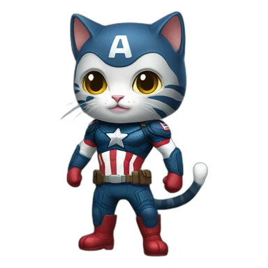 cat in captain america suit full body sticker