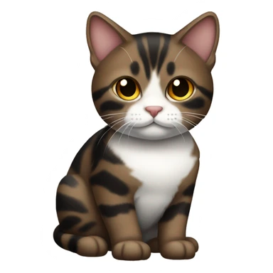 dark brown and black tabby cat with white chest sticker