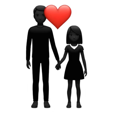 silhouette of two people, one taller, one smaller, with a heart between them sticker