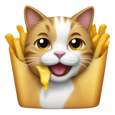 Cat eating fries sticker