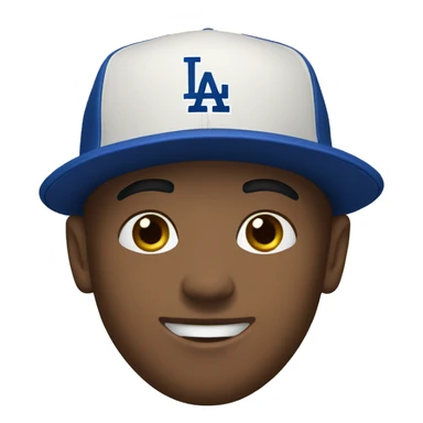 Guy wearing Los Angeles Dodgers hat sticker