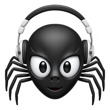 A black spider with white headphones sticker