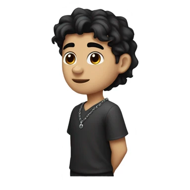 A boy with a wolf's tail, dark black hair, white skin, brown eyes and somewhat sharp eyes, with an earring in his left ear and a chain around his neck. sticker