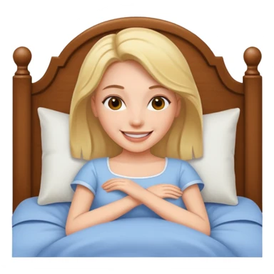 Creer emoji de une femme dans un lit heureuse  sticker