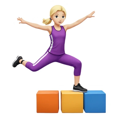 a very young blonde girl doing parkour (color blocks) at kids school sticker