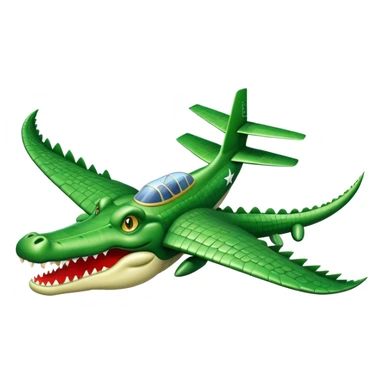 A crocodile with airplane wings flying in the sky sticker