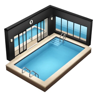 Hotel indoor Pool with entrance door and gym next to it  sticker