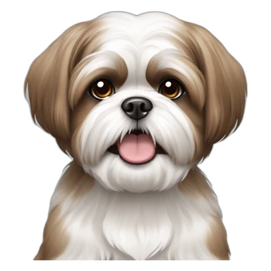 Hungry white and brown shih tzu in short hair sticker