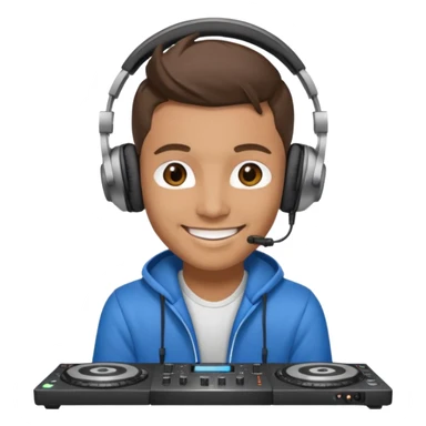 dj with setup handingg sticker