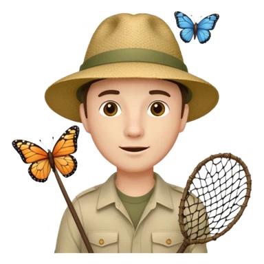 man holding butterfly net sticker
