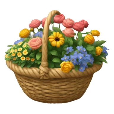 basket with courtyard and flowers  sticker
