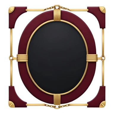 Menu style.  Elegant BDSM-inspired aesthetic. Black matte leather texture mixed with deep burgundy velvet, Thin gold art-deco frames and lines. Discreet elements like chains, keys, and geometric metal details. Low warm lighting, moody, intimate, high-end luxury vibe. No people, no nudity, no text.  sticker