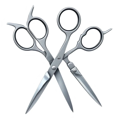 Two pairs of scissors that are open facing one another, but not touching sticker