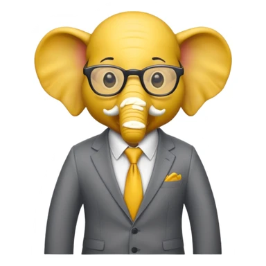 yellow elephant in a suit and glasses sticker
