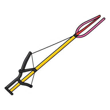 A colorful Y-shaped slingshot with elastic band sticker