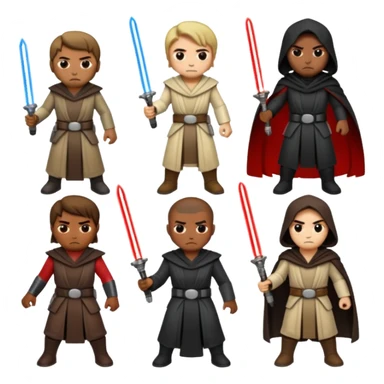 Four jedi and Four Sith fighting sticker