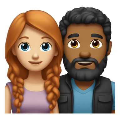 Redhead blue eyed girl and black haired bearded tan male couple sticker